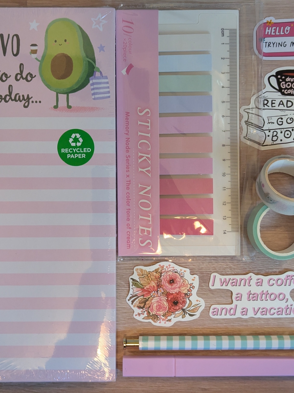 Cute Pastel Sticky Notes & Desk Accessories Set